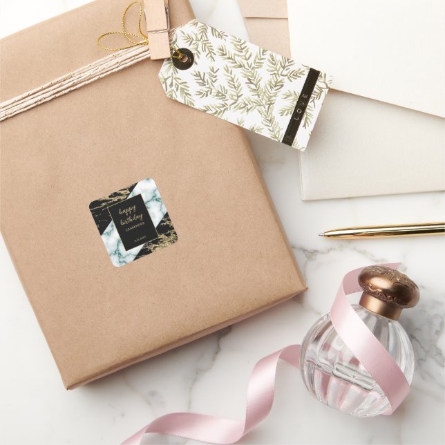 Sticker Carré Marbre blanc or Paint Paint Texture Anniversaire (Cadeaux)