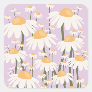 Sticker Carré Marché aux fleurs Amsterdam Abstrait Retro Daisies