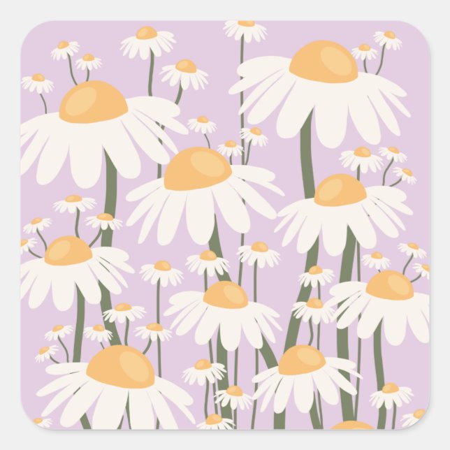 Sticker Carré Marché aux fleurs Amsterdam Abstrait Retro Daisies (Devant)