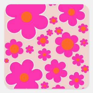 Sticker Carré Marché aux fleurs rétro Florence Abstrait rose flo