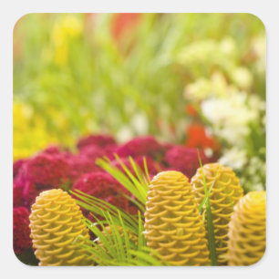 Sticker Carré Marché hebdomadaire de fruits et légumes du vendre