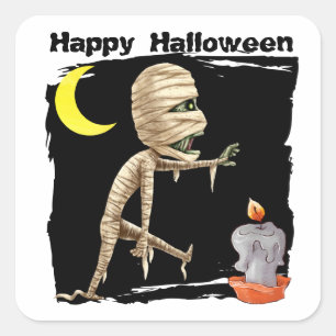 Sticker Carré Marche mignonne Zombie Enfants Halloween