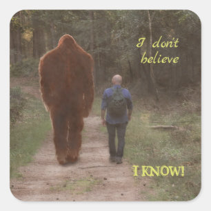 STICKER CARRÉ MARCHER AVEC LE SASQUATCH DE BIGFOOT