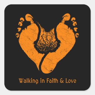 Sticker Carré Marcher dans la foi et l'amour Design chrétien