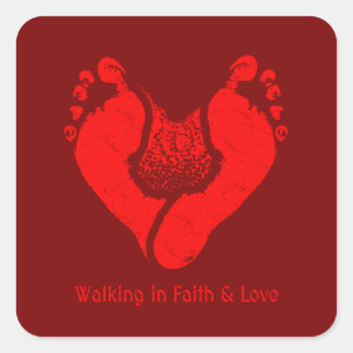 Sticker Carré Marcher dans la foi et l'amour Design chrétien