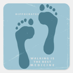 Sticker Carré Marcher est le meilleur médicament Hippocrate cita
