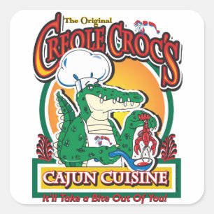 Sticker Carré Mardi gras Cajun Crocodile