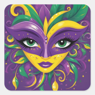 Sticker Carré Mardi Gras Mascarade