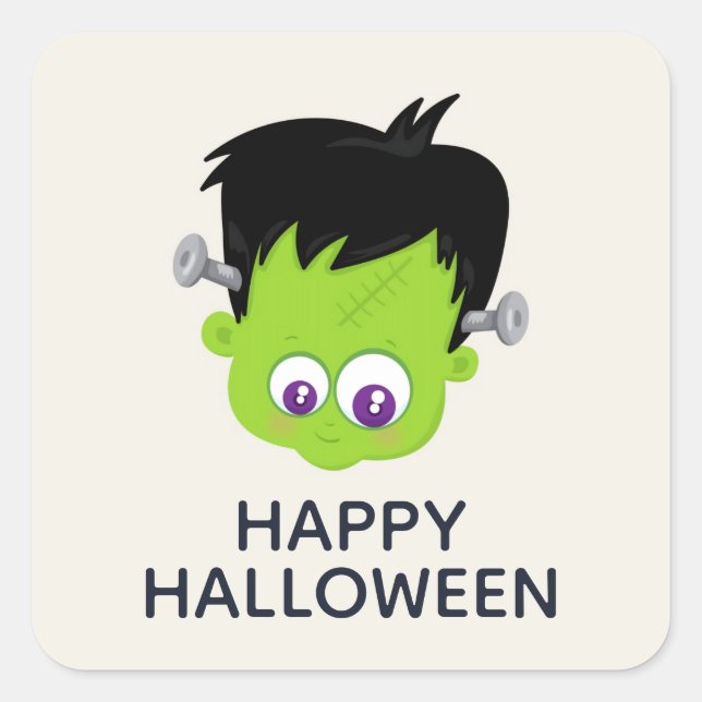 Sticker Carré Mare Green Frankenstein Monster face Halloween (Devant)