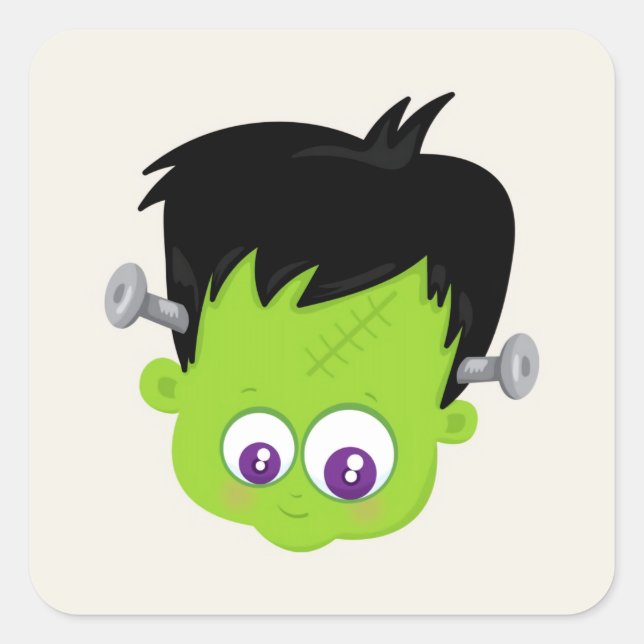 Sticker Carré Mare Green Frankenstein Monster face Halloween (Devant)