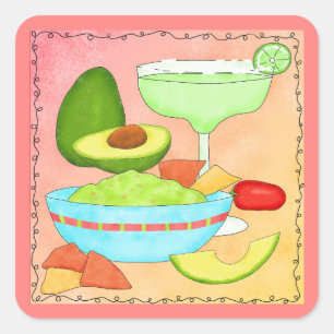 Sticker Carré Margarita Guacamole Fun Celebrate