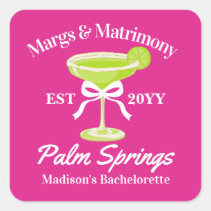 Sticker Carré Marges et Mariage Margaritas Bachelorette Party