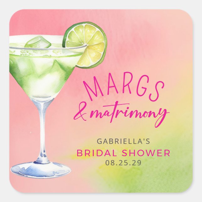 Sticker Carré Margs and Matrimony Cocktail Shower de Mariée (Devant)