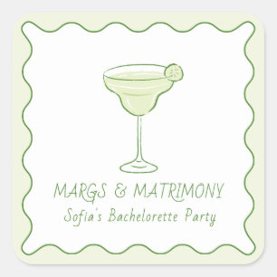 Sticker Carré "Margs & Matrimony" Demoiselle d'honneur Lime Mini