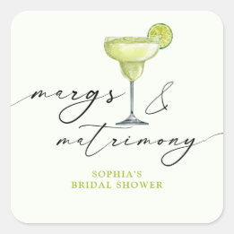 Sticker Carré Margs & Matrimony Lime Verte Enterrement de Vie de