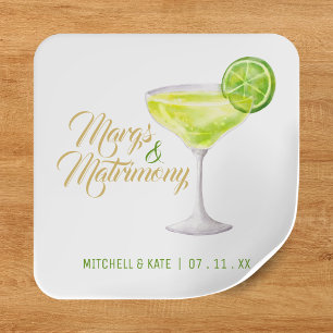 Sticker Carré Margs & Matrimony Vert et Or Fête de Fiançailles