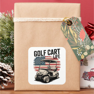 Sticker Carré Mari de la vie en chariot de golf Golfeur Amateur 