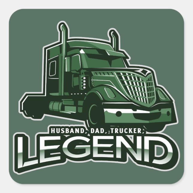 Sticker Carré Mari papa Trucker Legend Super Truck (Devant)
