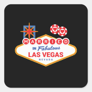 Sticker Carré Mariage à Las Vegas - Couple Marié à Las Vegas