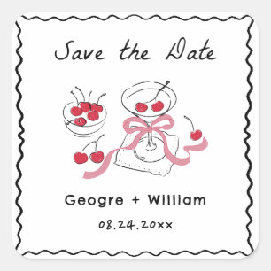 Sticker Carré Mariage à main moderne et capricieux