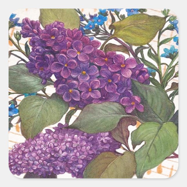 Sticker Carré mariage à thème lilas (Devant)