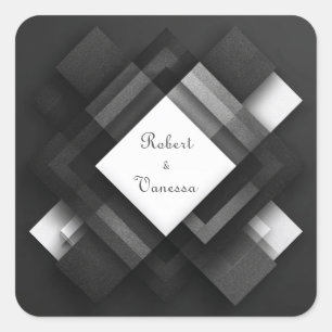 Sticker Carré Mariage Abstrait géométrique monochrome stratifié