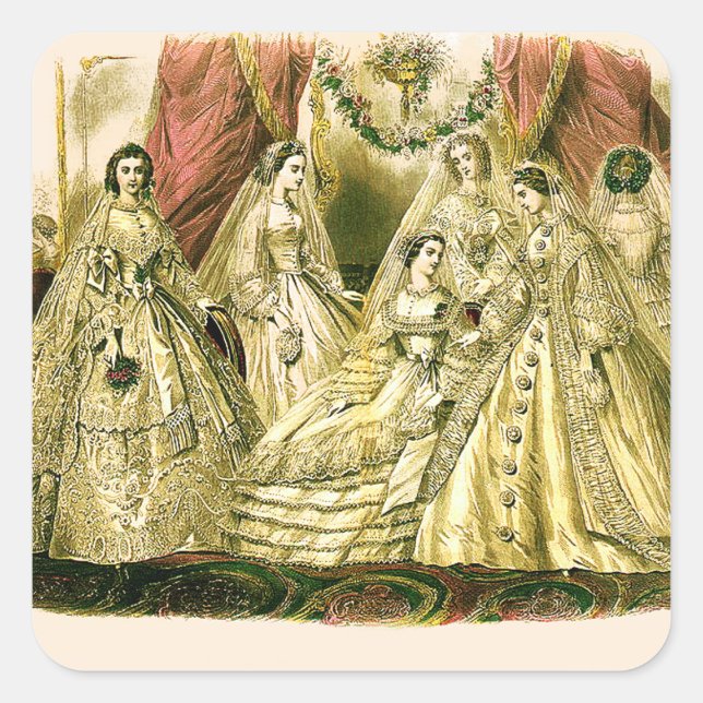 Sticker Carré Mariage Antique de la Mariée (Devant)