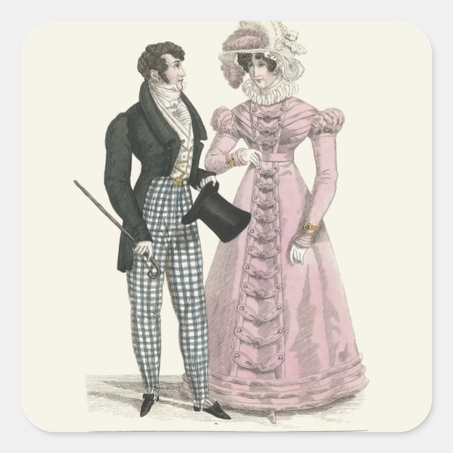 Sticker Carré Mariage Antique Mode Homme Femme 1823 (Devant)