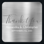 Sticker Carré Mariage argent luxe Favoriser Merci<br><div class="desc">Sceau Mariage Argent Favoriser Merci Sticker. Cet autocollant peut être customisé pour inclure votre nom et votre date de mariage et être utilisé pour sceller vos invitations de mariage ou sacs de faveur. Veuillez contacter le concepteur si vous souhaitez faire correspondre des éléments.</div>