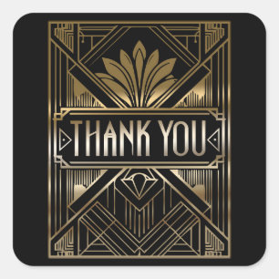 Sticker Carré Mariage Art Déco avec une touche de noir et d'or g