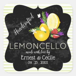Sticker Carré Mariage au look tableau noir au limoncello