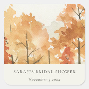 Sticker Carré Mariage automnal Orange Jaune Rouille Arbre Automn
