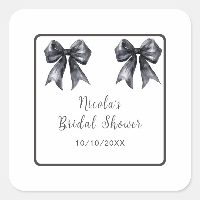 Sticker Carré Mariage Black Coquette Arc Bridal Shower (Devant)