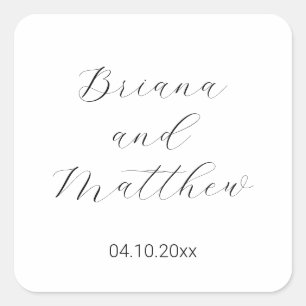 Sticker Carré Mariage blanc de script minimaliste
