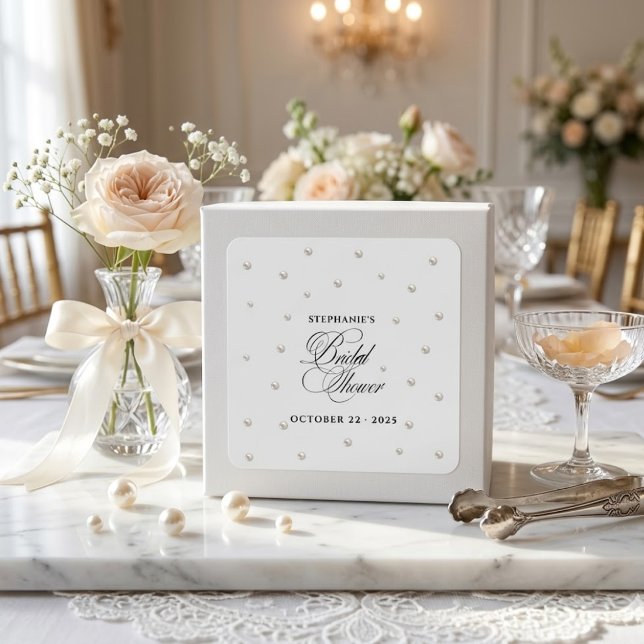 Sticker Carré Mariage Blanc Perles de Shower (Créateur téléchargé)