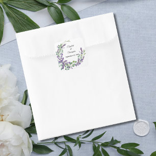 Sticker Carré Mariage Bohème Lavande Eucalyptus