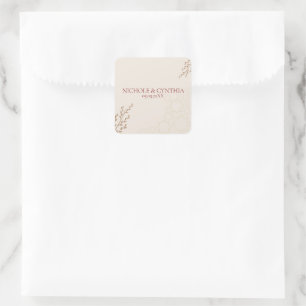 Sticker Carré Mariage Boho Orange Brûlé en terre cuite moderne