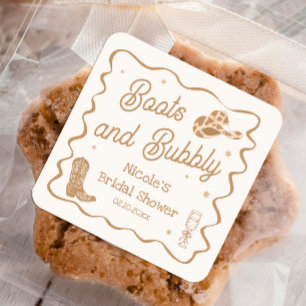 Sticker Carré Mariage Boots and Bubbly