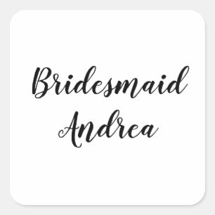 Sticker Carré Mariage Bridesmaid 2023 Simple Personnalisé Nom Mo