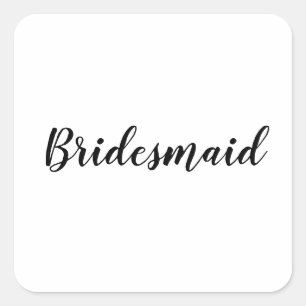 Sticker Carré Mariage Bridesmaid Simple moderne noir blanc