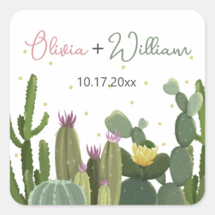 Sticker Carré Mariage Cactus Fiesta