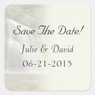 Sticker Carré Mariage cascade Enregistrer la date