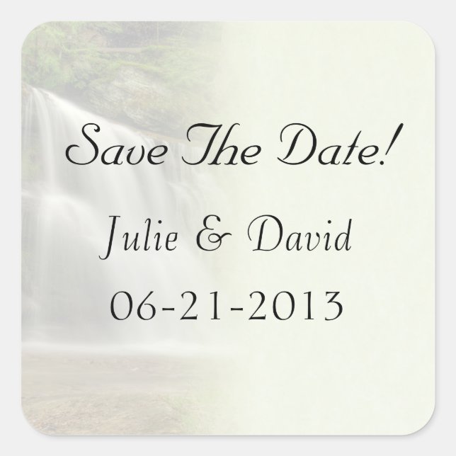 Sticker Carré Mariage cascade Enregistrer la date (Devant)