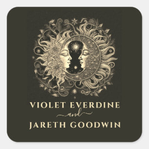 Sticker Carré Mariage céleste de la lune de soleil