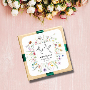 Sticker Carré Mariage Champêtre de Fleurs Sauvages