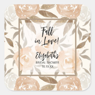 Sticker Carré Mariage Champêtre Floral Automnal Bridal Shower