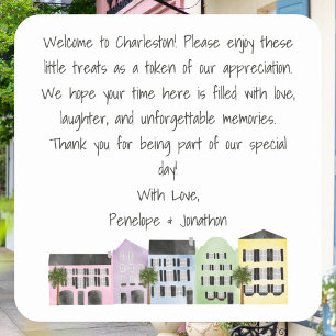 Sticker Carré Mariage Charleston Rainbow Row Bienvenue