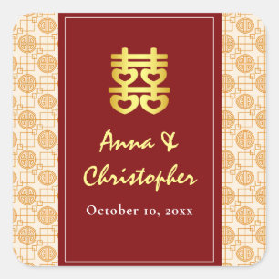Sticker Carré Mariage chinois traditionnel peranakan
