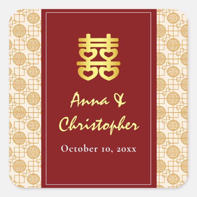 Sticker Carré Mariage chinois traditionnel peranakan (Devant)