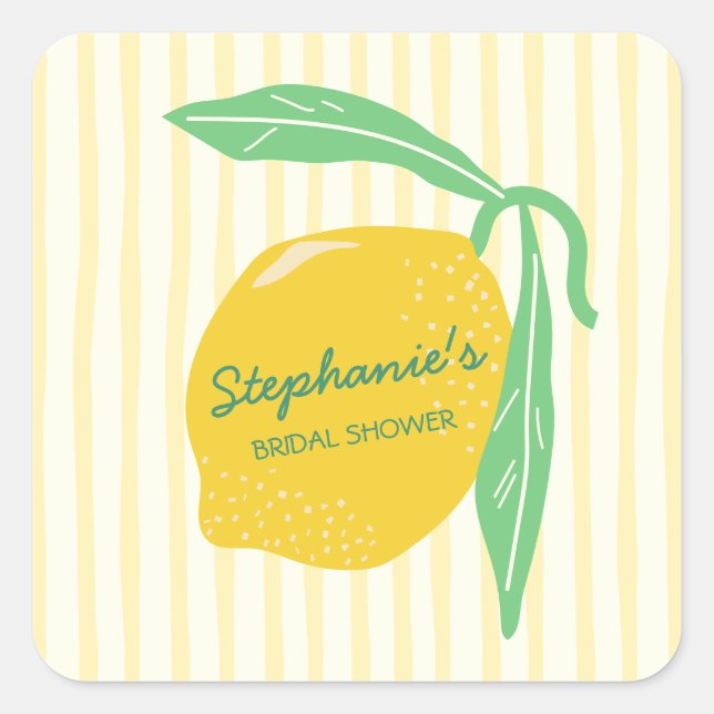 Sticker Carré Mariage Citron Jaune & Vert Frais de Mariée (Devant)